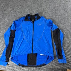 Gore Bike Wear Mens XL Blue Black Long Sleeve Full Zip Cycling Jersey STPOWE